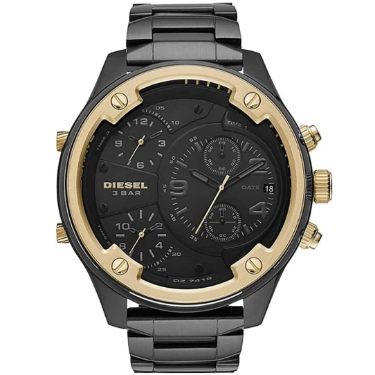 Мъжки ръчен часовник с кварцов механизъм - корпус от Стомана - Стоманена верижка - цвят Черен Черен