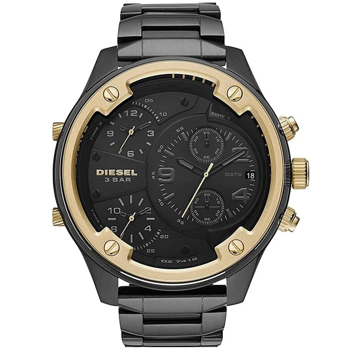 Мъжки ръчен часовник с кварцов механизъм - корпус от Стомана - Стоманена верижка - цвят Черен Черен