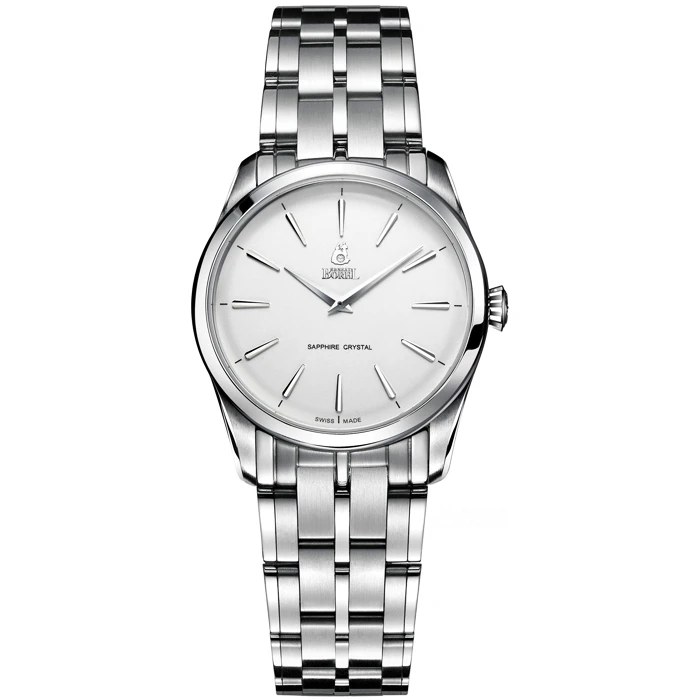 Дамски ръчен часовник с кварцов механизъм - корпус от Стомана - Стоманена верижка - цвят Бял Сив