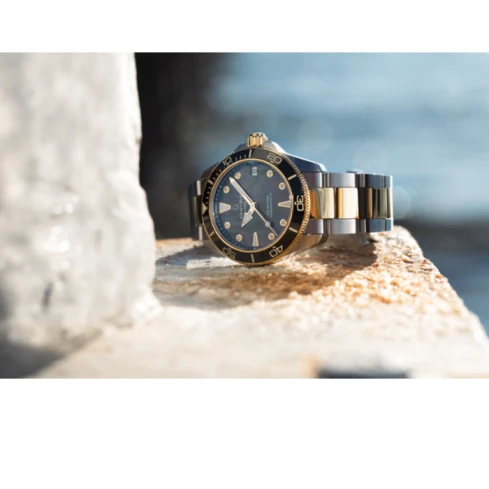 Дамски ръчен часовник с автоматичен механизъм - корпус от Стомана - Стоманена верижка - цвят Седеф Злато