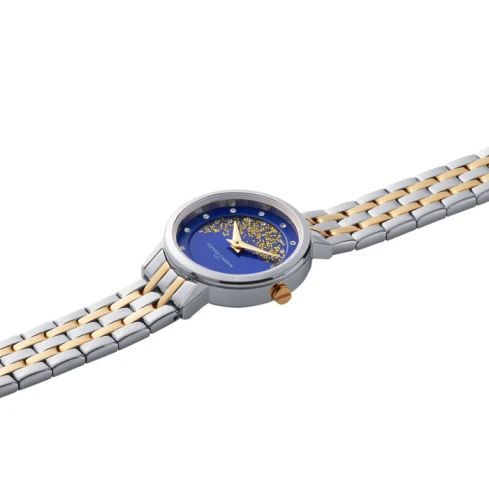 Дамски ръчен часовник с кварцов механизъм - корпус от Стомана - Стоманена верижка - цвят Син Злато