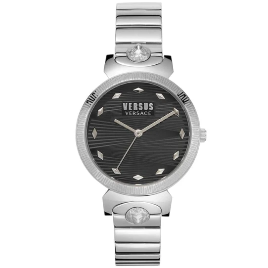 Дамски ръчен часовник с кварцов механизъм - корпус от Стомана - Стоманена верижка - цвят Черен Сив