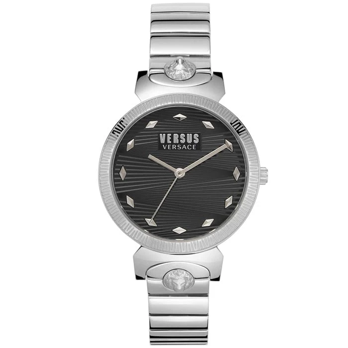 Дамски ръчен часовник с кварцов механизъм - корпус от Стомана - Стоманена верижка - цвят Черен Сив