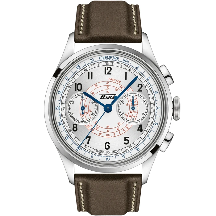 Мъжки ръчен часовник с автоматичен механизъм - корпус от Стомана - Естествена кожа - цвят Бял Кафяв