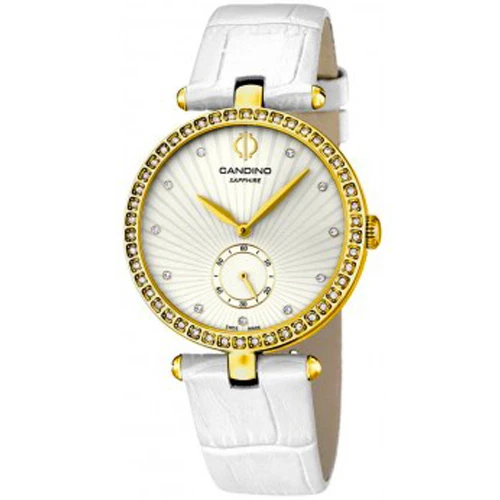 Дамски ръчен часовник с кварцов механизъм - корпус от Стомана - Естествена кожа - цвят Бял Бял