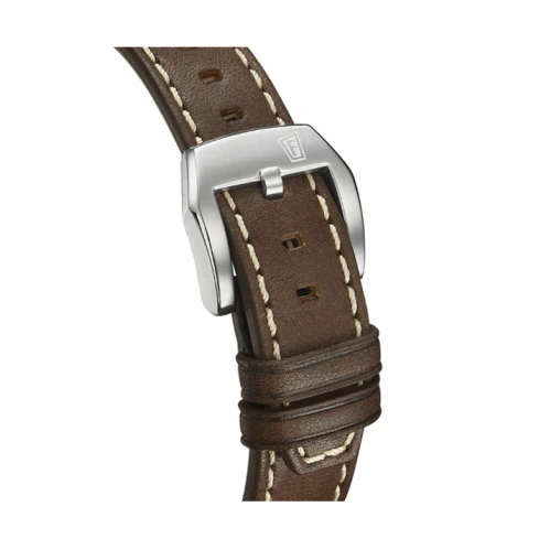 Мъжки ръчен часовник с автоматичен механизъм - корпус от Стомана - Естествена кожа - цвят Бял Бял