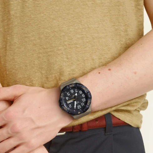 Мъжки ръчен часовник с кварцов механизъм - корпус от Полимер - Полимер - цвят Черен Зелен