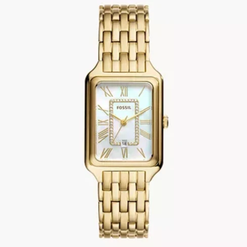 Дамски ръчен часовник с кварцов механизъм - корпус от Стомана - Стоманена верижка - цвят Седеф Злато