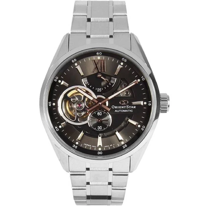 Мъжки ръчен часовник с автоматичен механизъм - корпус от Стомана - Стоманена верижка - цвят Сив