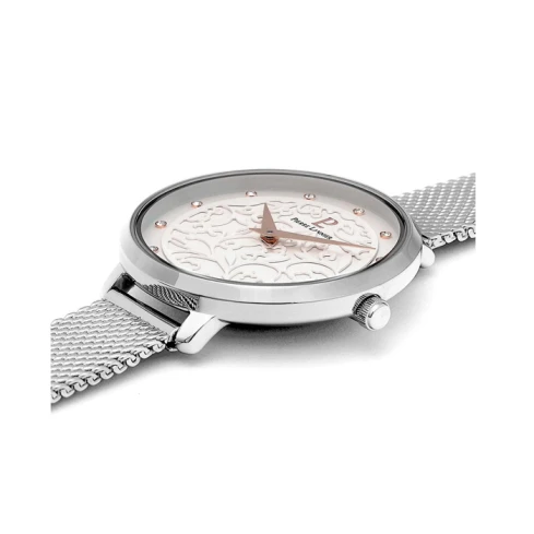 Дамски ръчен часовник с кварцов механизъм - корпус от Стомана - Меш - цвят Бял Сив