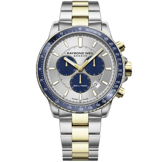 Raymond Weil 8570-SP3-65501 Tango - Мъжки ръчен часовник с кварцов механизъм - корпус от Стомана - Стоманена верижка - цвят Син Сив