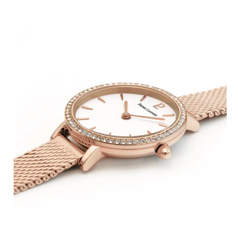 Дамски ръчен часовник с кварцов механизъм - корпус от Стомана - Меш - цвят Бял Розово Злато