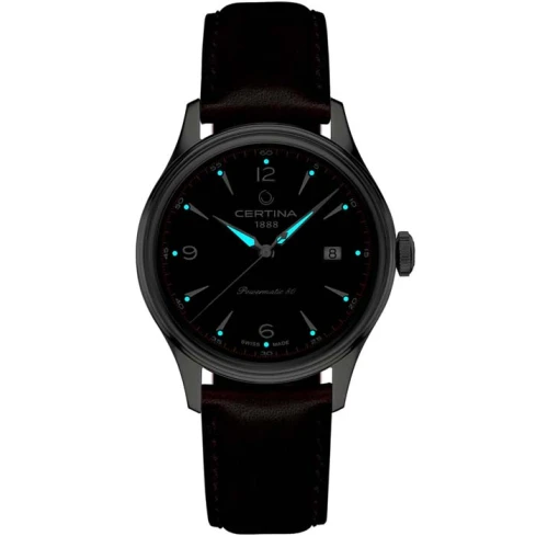 Мъжки ръчен часовник с автоматичен механизъм - корпус от Стомана - Естествена кожа - цвят Зелен Кафяв