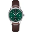 Мъжки ръчен часовник с автоматичен механизъм - корпус от Стомана - Естествена кожа - цвят Зелен Кафяв