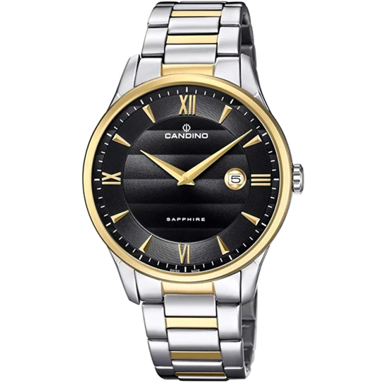 Мъжки ръчен часовник с кварцов механизъм - корпус от Стомана - Стоманена верижка - цвят Черен Злато