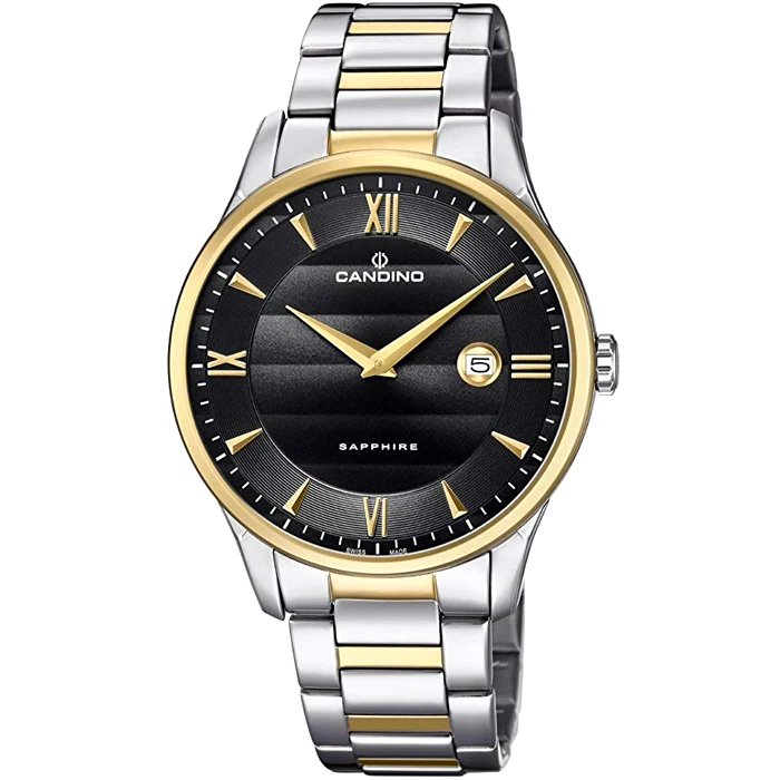 Мъжки ръчен часовник с кварцов механизъм - корпус от Стомана - Стоманена верижка - цвят Черен Злато