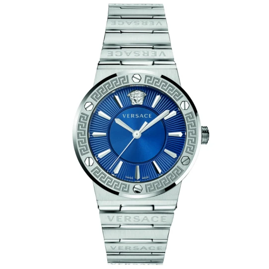 Дамски ръчен часовник с кварцов механизъм - корпус от Стомана - Стоманена верижка - цвят Син Сив