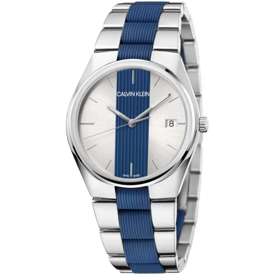 Мъжки ръчен часовник с кварцов механизъм - корпус от Стомана - Стоманена верижка - цвят Сребрист Син