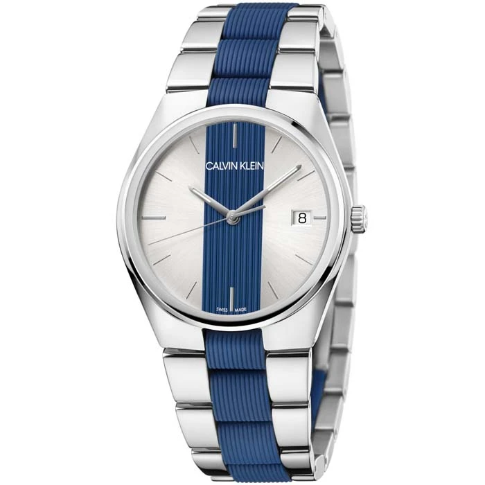 Мъжки ръчен часовник с кварцов механизъм - корпус от Стомана - Стоманена верижка - цвят Сребрист Син