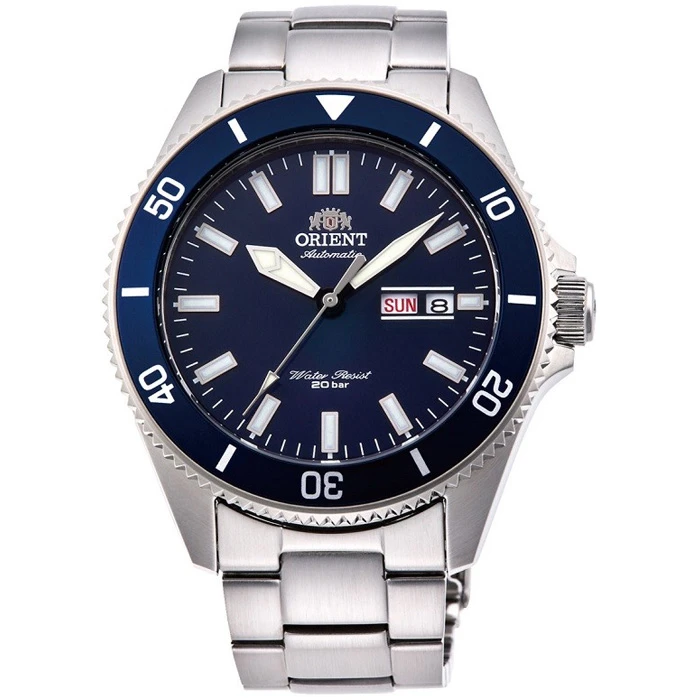 Мъжки ръчен часовник с автоматичен механизъм - корпус от Стомана - Стоманена верижка - цвят Син Сив