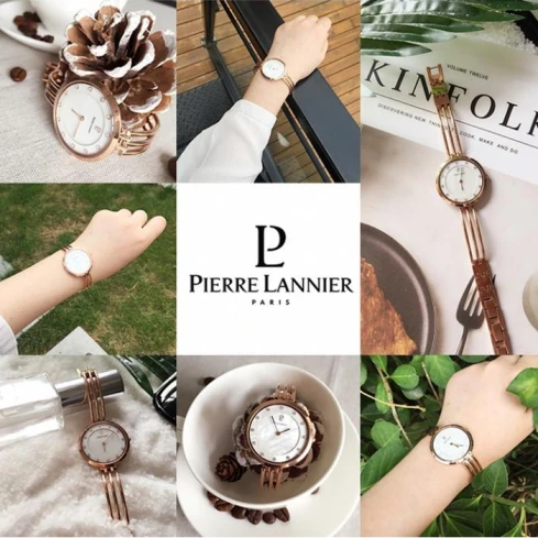 Дамски ръчен часовник с кварцов механизъм - корпус от Стомана - Стоманена верижка - цвят Седеф Розово Злато