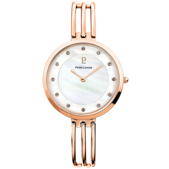 Дамски ръчен часовник с кварцов механизъм - корпус от Стомана - Стоманена верижка - цвят Седеф Розово Злато