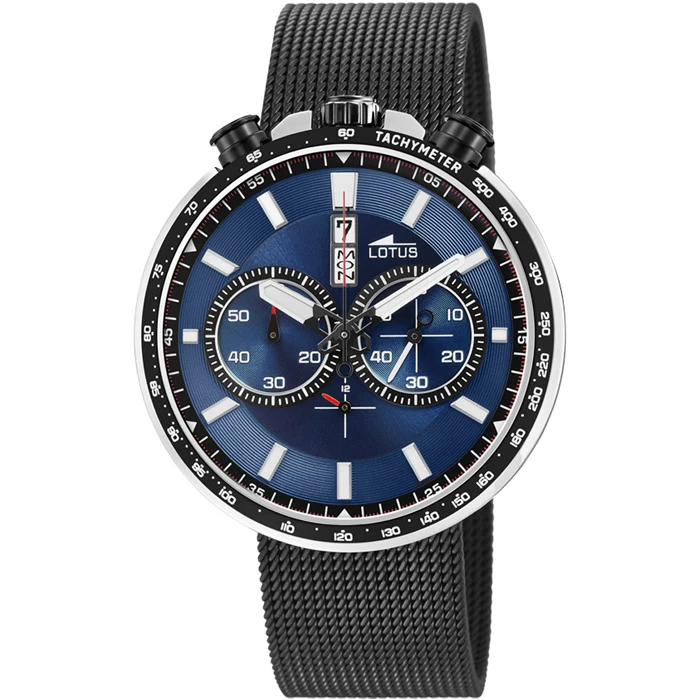 Мъжки ръчен часовник с кварцов механизъм - корпус от Стомана - Меш - цвят Син Черен