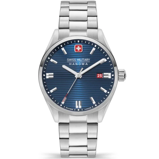 Мъжки ръчен часовник с кварцов механизъм - корпус от Стомана - Стоманена верижка - цвят Син Сив