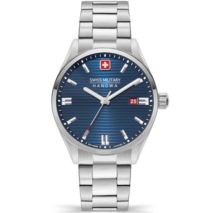 Мъжки ръчен часовник с кварцов механизъм - корпус от Стомана - Стоманена верижка - цвят Син Сив