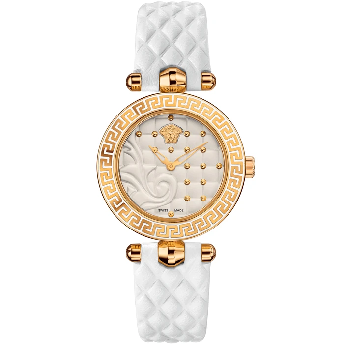 Дамски ръчен часовник с кварцов механизъм - корпус от Стомана - Естествена кожа - цвят Бежов Бял