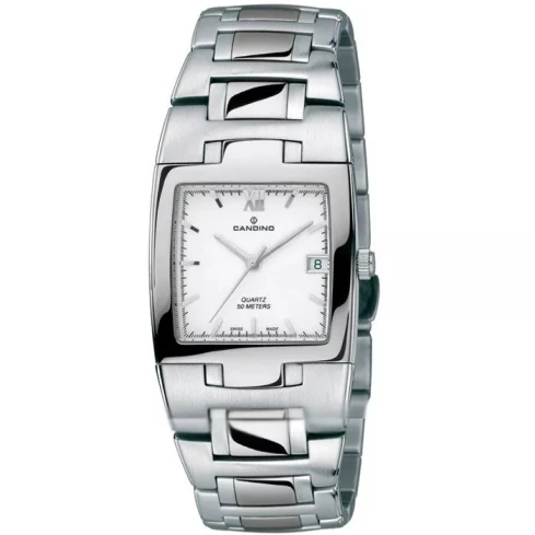 Мъжки ръчен часовник с кварцов механизъм - корпус от Стомана - Стоманена верижка - цвят Бял