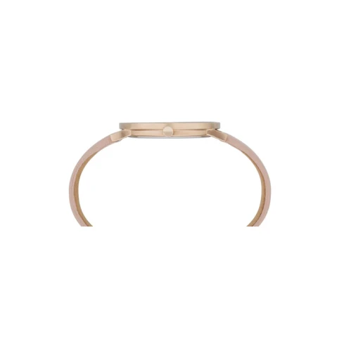 Дамски ръчен часовник с кварцов механизъм - корпус от Стомана - Естествена кожа - цвят Бял Розово Злато