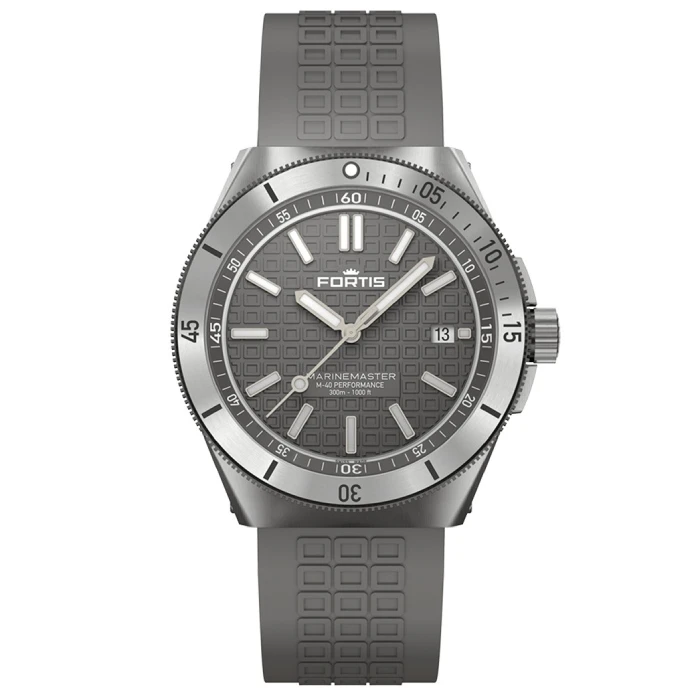 Мъжки ръчен часовник с автоматичен механизъм - корпус от Стомана - Каучук - цвят Сив Сив