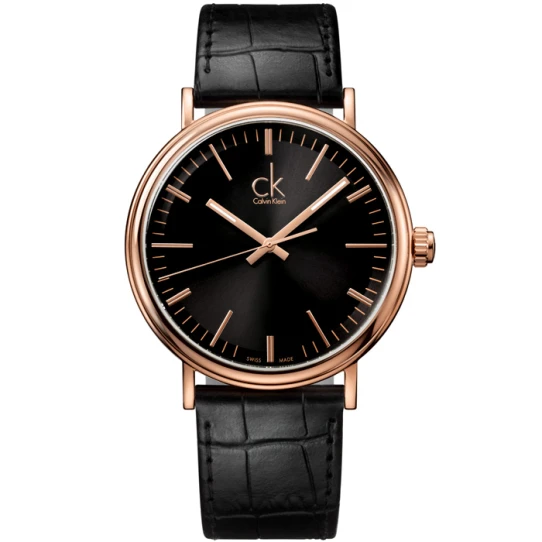 Мъжки ръчен часовник с кварцов механизъм - корпус от Стомана - Естествена кожа - цвят Черен Черен