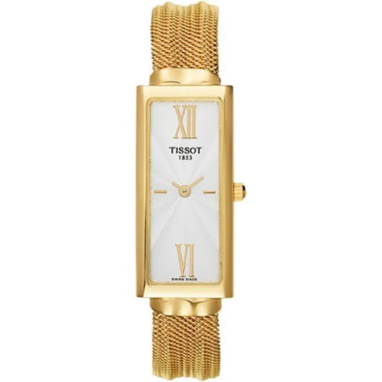 Дамски ръчен часовник с кварцов механизъм - корпус от Жълто злато 18К - Златна верижка - цвят Бял Злато