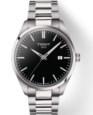 Мъжки ръчен часовник с кварцов механизъм - корпус от Стомана - Стоманена верижка - цвят Черен