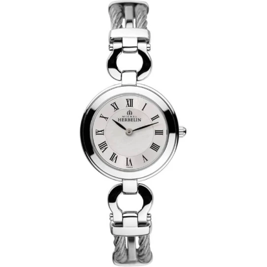 Дамски ръчен часовник с кварцов механизъм - корпус от Стомана - Стоманена верижка - цвят Седеф Сив