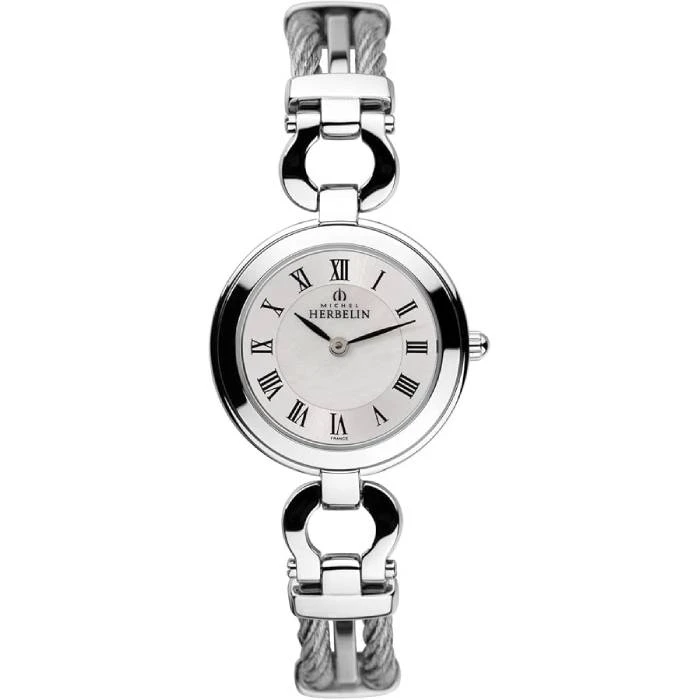 Дамски ръчен часовник с кварцов механизъм - корпус от Стомана - Стоманена верижка - цвят Седеф Сив