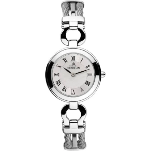 Дамски ръчен часовник с кварцов механизъм - корпус от Стомана - Стоманена верижка - цвят Седеф Сив