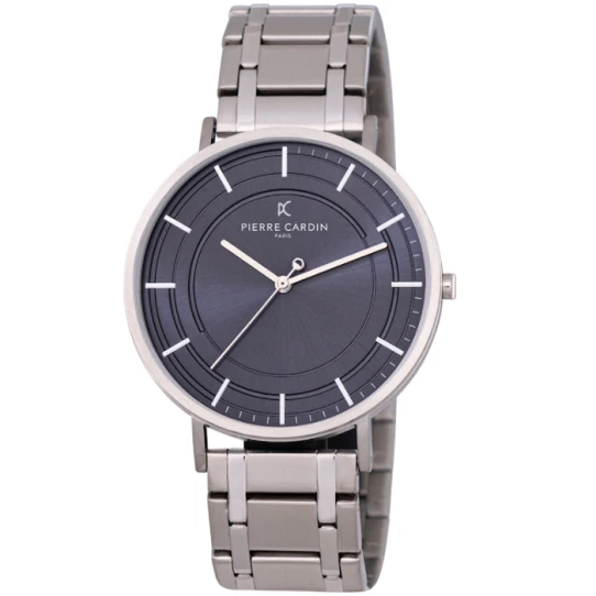 Мъжки ръчен часовник с кварцов механизъм - корпус от Стомана - Стоманена верижка - цвят Син Сив