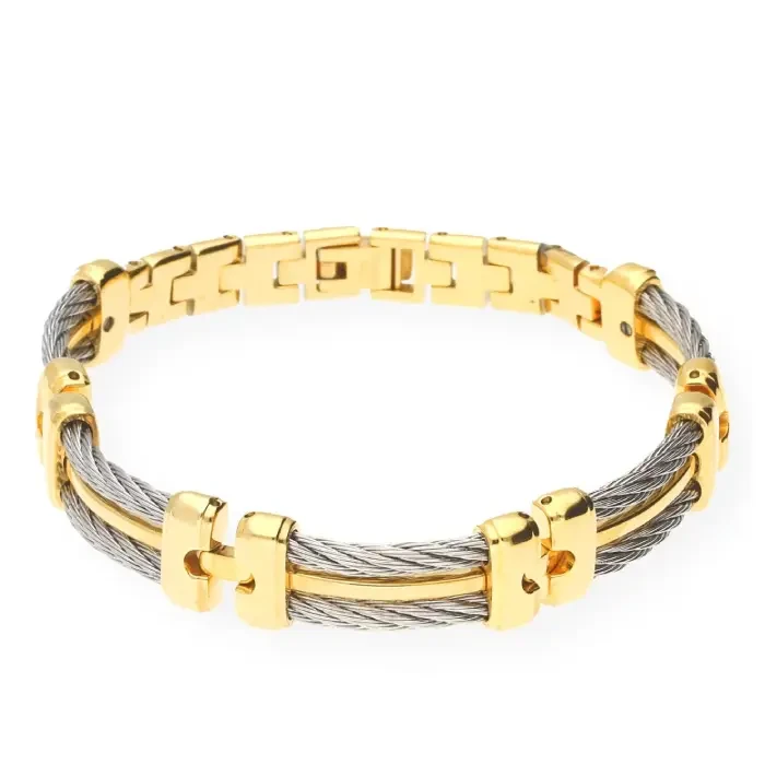 Мъжки гривна от 316l - с форма Въже - - Златно покритие