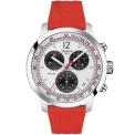 Мъжки ръчен часовник с кварцов механизъм - корпус от Стомана - Силиконова каишка - цвят Сребрист Червен