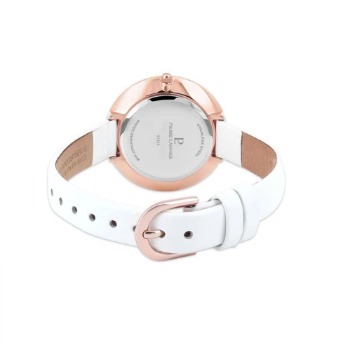 Дамски ръчен часовник с кварцов механизъм - корпус от Стомана - Естествена кожа - цвят Бял Бял