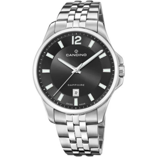 Мъжки ръчен часовник с кварцов механизъм - корпус от Стомана - Стоманена верижка - цвят Черен Сив