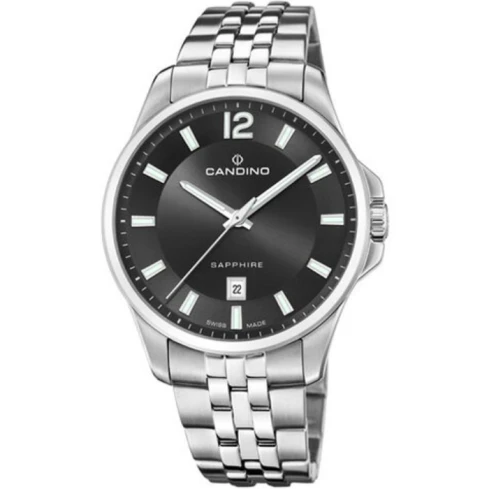 Мъжки ръчен часовник с кварцов механизъм - корпус от Стомана - Стоманена верижка - цвят Черен Сив