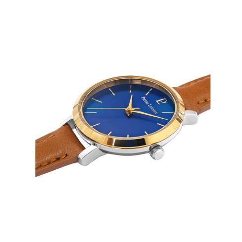 Дамски ръчен часовник с кварцов механизъм - корпус от Стомана - Естествена кожа - цвят Син