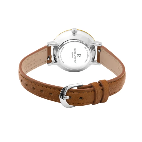 Дамски ръчен часовник с кварцов механизъм - корпус от Стомана - Естествена кожа - цвят Син