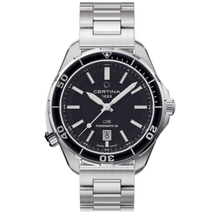 Мъжки ръчен часовник с автоматичен механизъм - корпус от Стомана - Стоманена верижка - цвят Черен