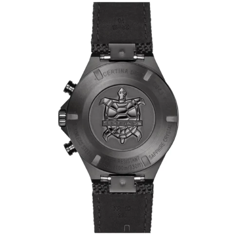 Мъжки ръчен часовник с кварцов механизъм - корпус от Стомана - Синтетична кожа - цвят Черен