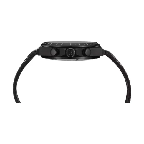 Мъжки ръчен часовник с кварцов механизъм - корпус от Стомана - Синтетична кожа - цвят Черен